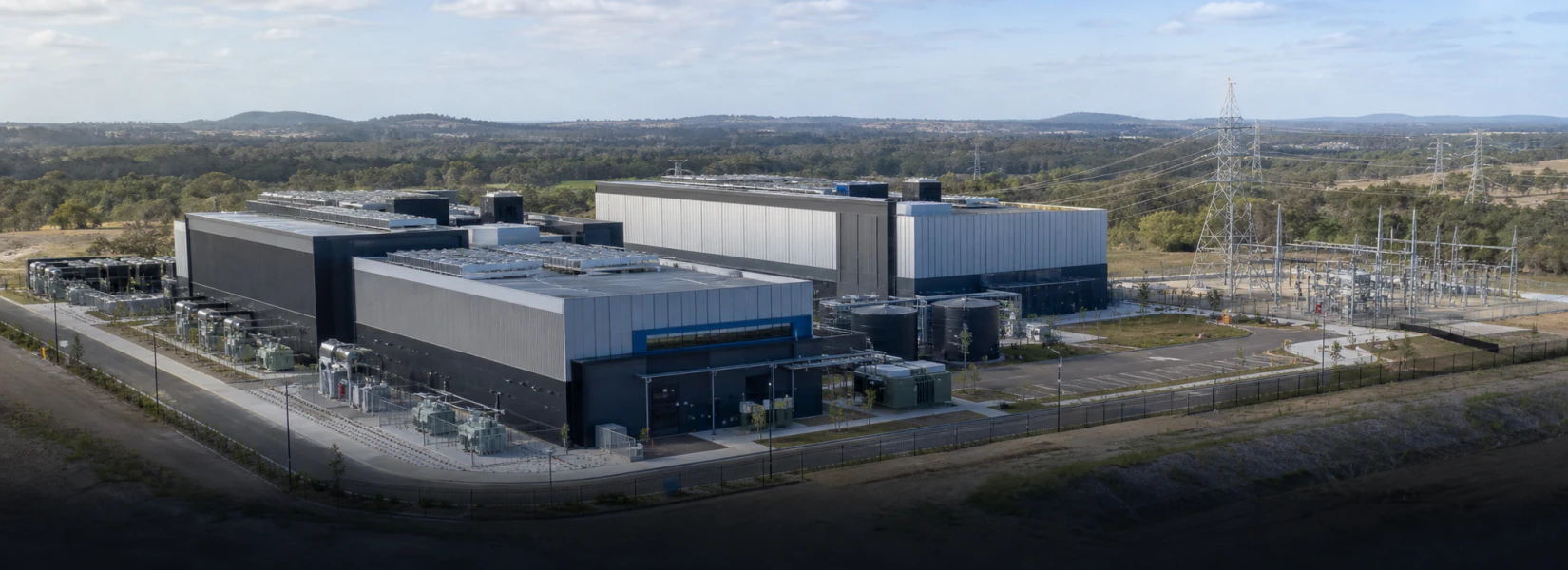 MaxDC development concept showing a modern data centre campus connected to grid infrastructure